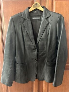 Whet Blu Women's Black Leather Blazer